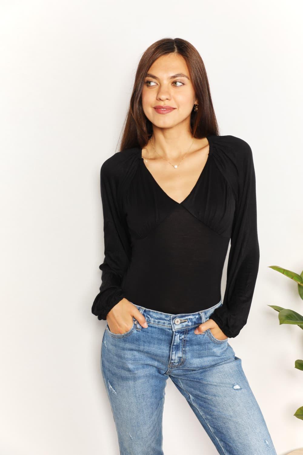 Culture Code Full Size V- Neck Bodysuit Carauana Store