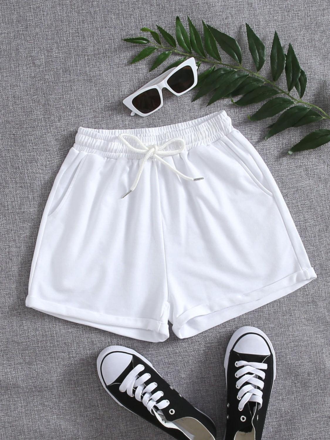 Drawstring Pocketed Elastic Waist Shorts Carauana Store