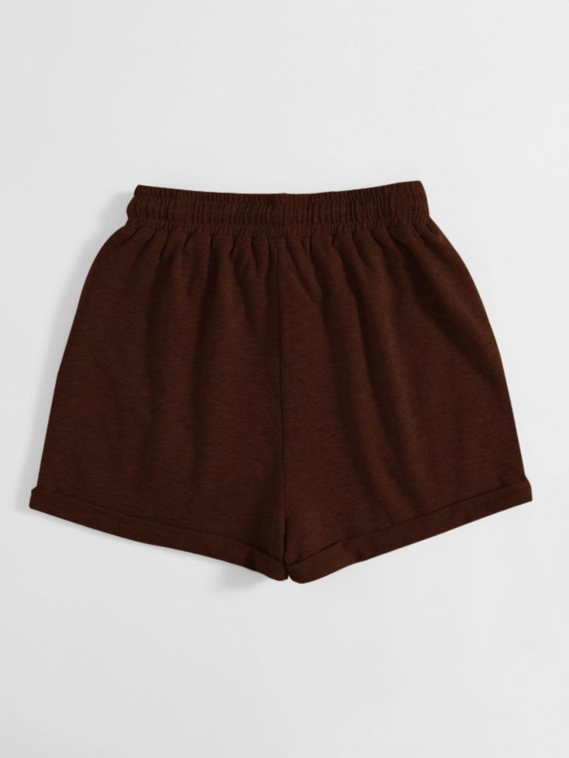 Drawstring Pocketed Elastic Waist Shorts Carauana Store