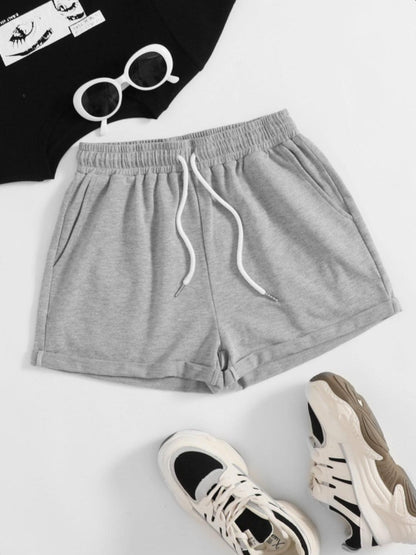 Drawstring Pocketed Elastic Waist Shorts Carauana Store