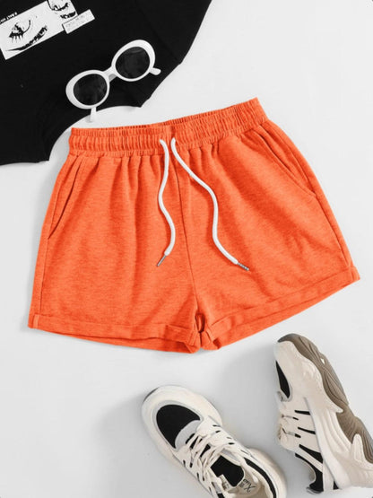 Drawstring Pocketed Elastic Waist Shorts Carauana Store
