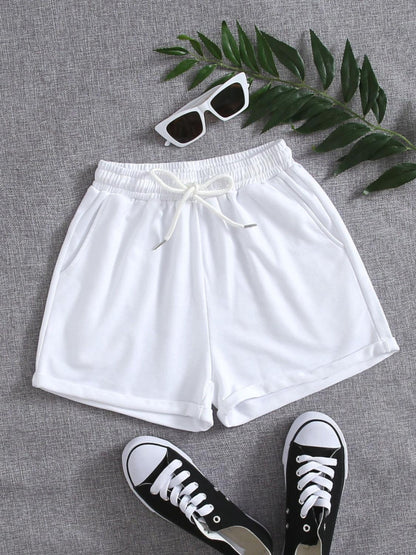 Drawstring Pocketed Elastic Waist Shorts Carauana Store