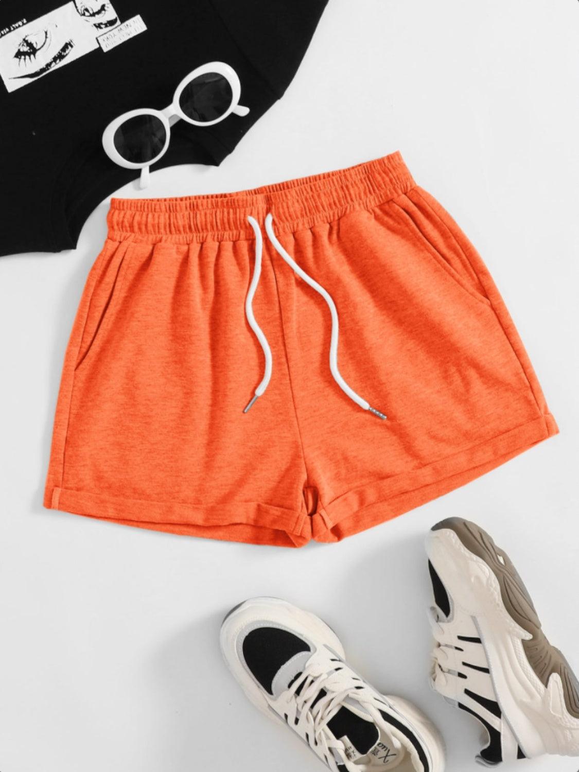 Drawstring Pocketed Elastic Waist Shorts Carauana Store