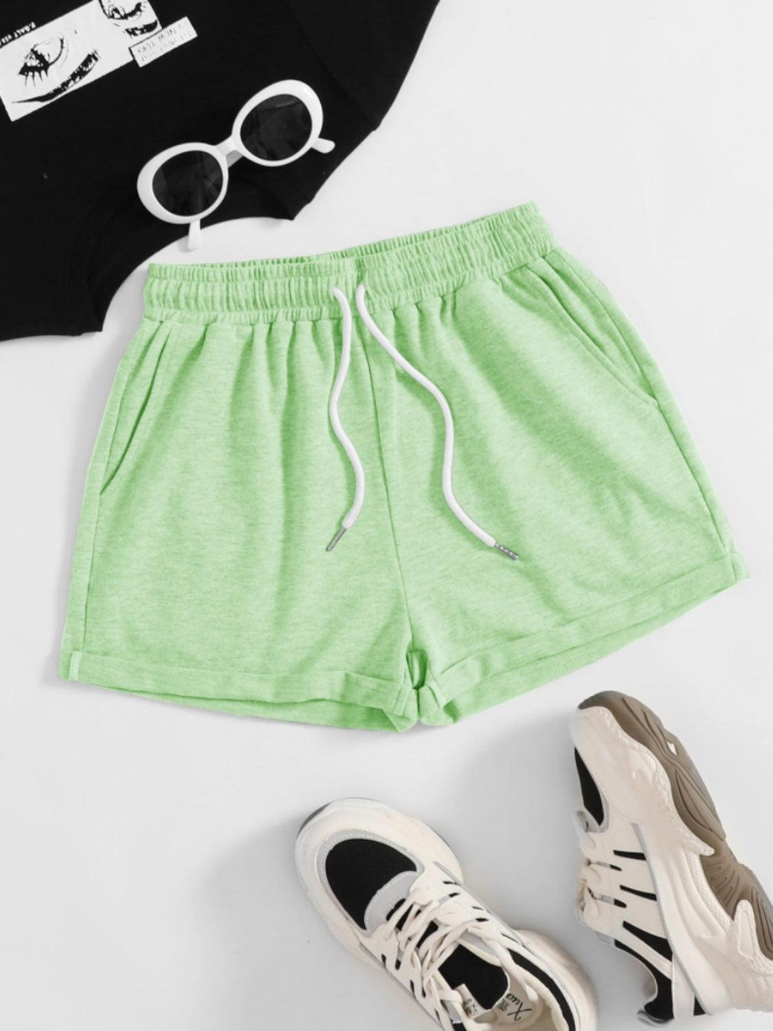 Drawstring Pocketed Elastic Waist Shorts Carauana Store