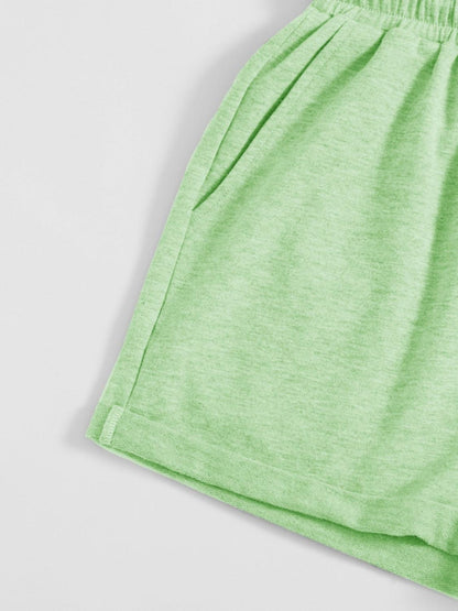 Drawstring Pocketed Elastic Waist Shorts Carauana Store