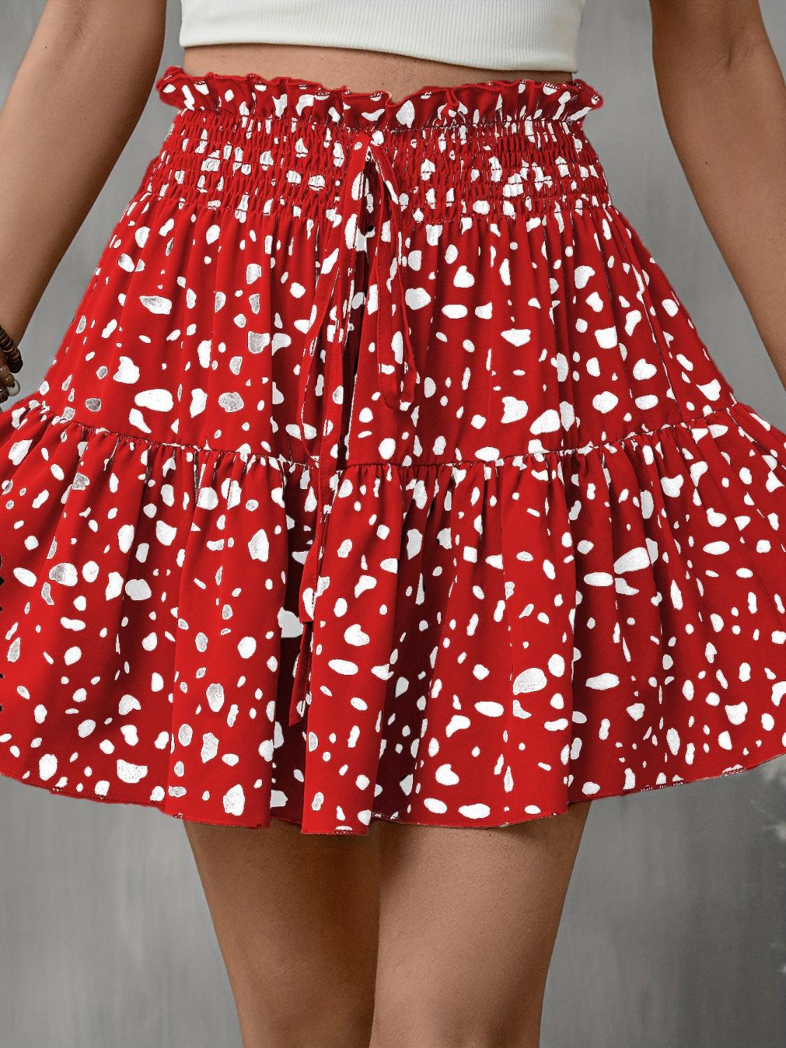 Frill Tied Printed Mini Skirt Carauana Store