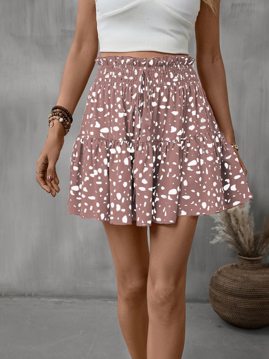 Frill Tied Printed Mini Skirt Carauana Store