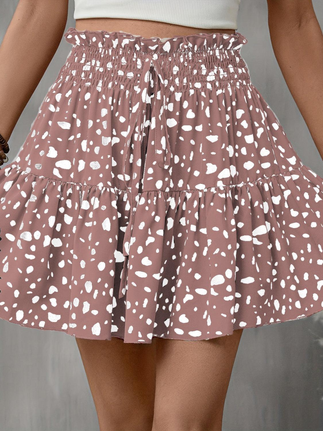 Frill Tied Printed Mini Skirt Carauana Store