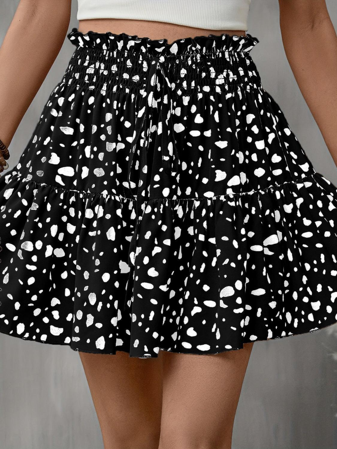 Frill Tied Printed Mini Skirt Carauana Store