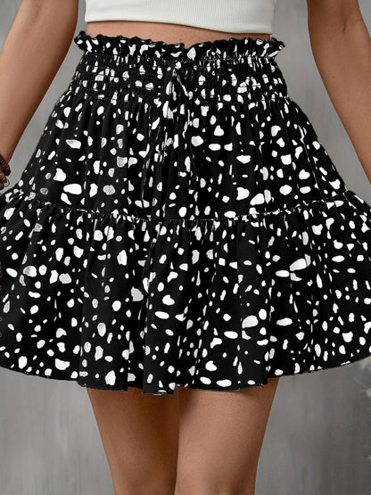 Frill Tied Printed Mini Skirt Carauana Store