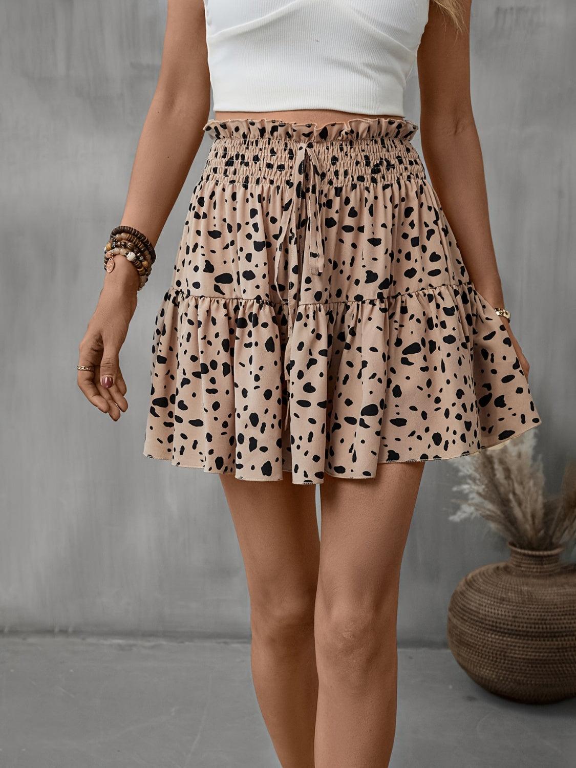 Frill Tied Printed Mini Skirt Carauana Store