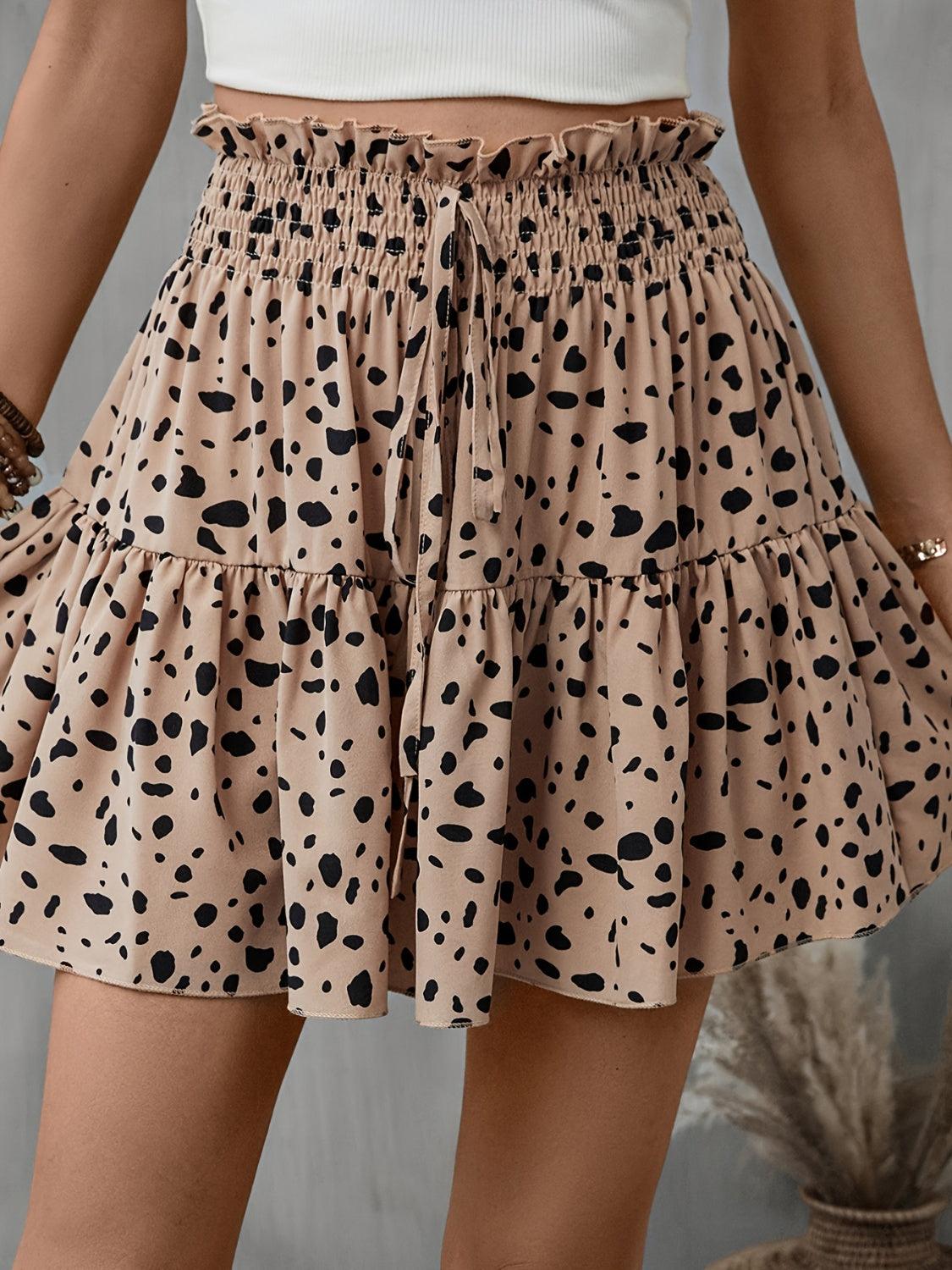 Frill Tied Printed Mini Skirt Carauana Store