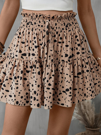 Frill Tied Printed Mini Skirt Carauana Store