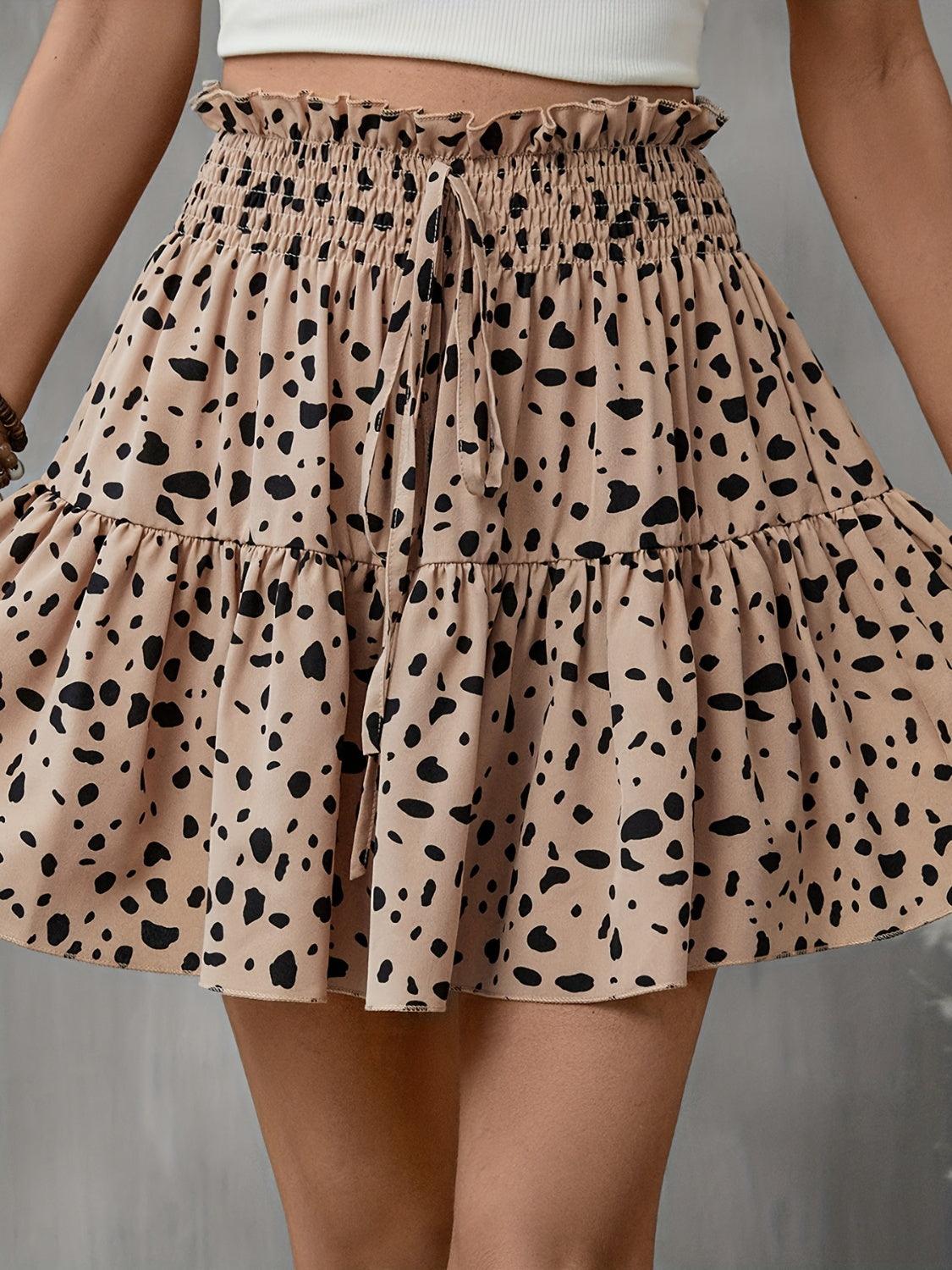 Frill Tied Printed Mini Skirt Carauana Store