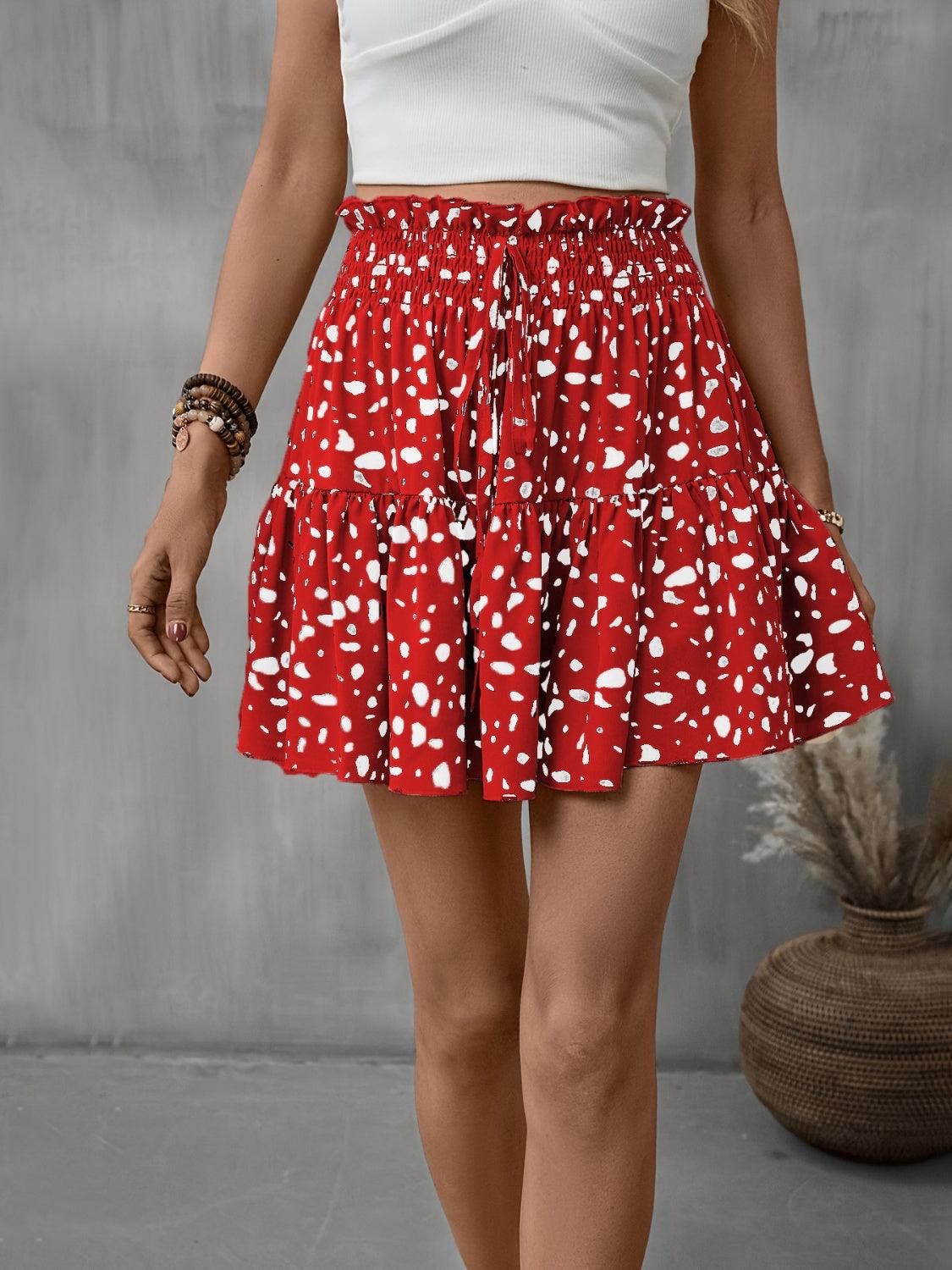 Frill Tied Printed Mini Skirt Carauana Store
