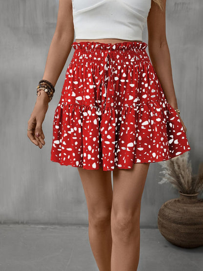 Frill Tied Printed Mini Skirt Carauana Store