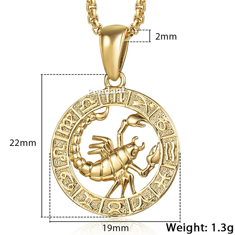 Gold Scorpion pendant with measurements