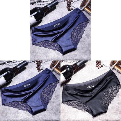 3Pcs Women's Lace Seamless Panties Set - Luxurious Mid-Rise Cotton Spandex Nylon Briefs | Carauana