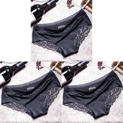 3Pcs Women's Lace Seamless Panties Set - Luxurious Mid-Rise Cotton Spandex Nylon Briefs | Carauana