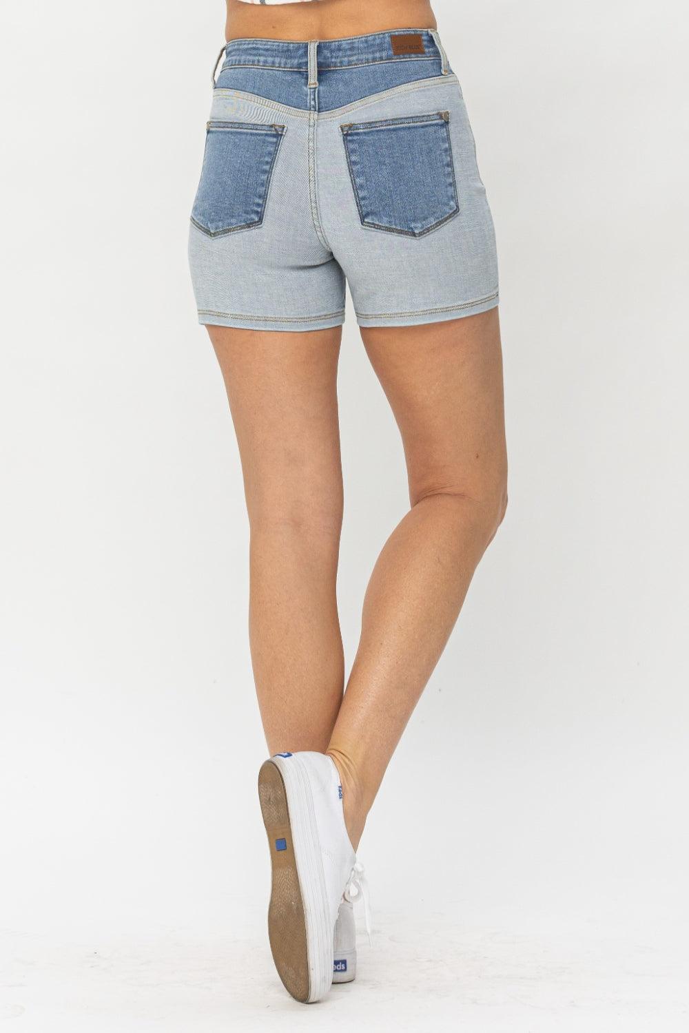 Judy Blue Full Size Color Block Denim Shorts Carauana Store