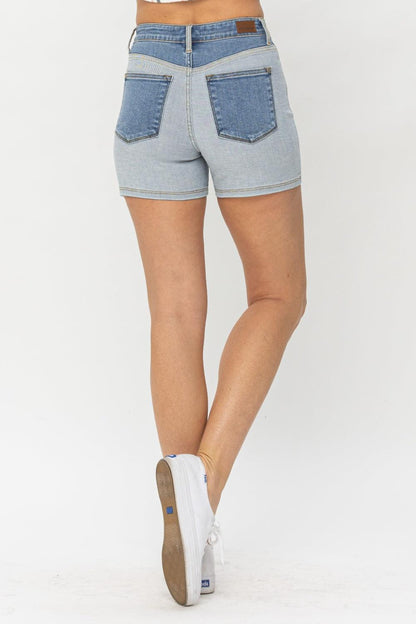 Judy Blue Full Size Color Block Denim Shorts Carauana Store