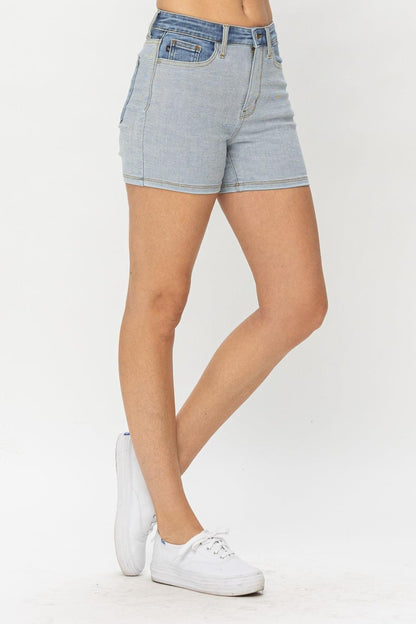 Judy Blue Full Size Color Block Denim Shorts Carauana Store