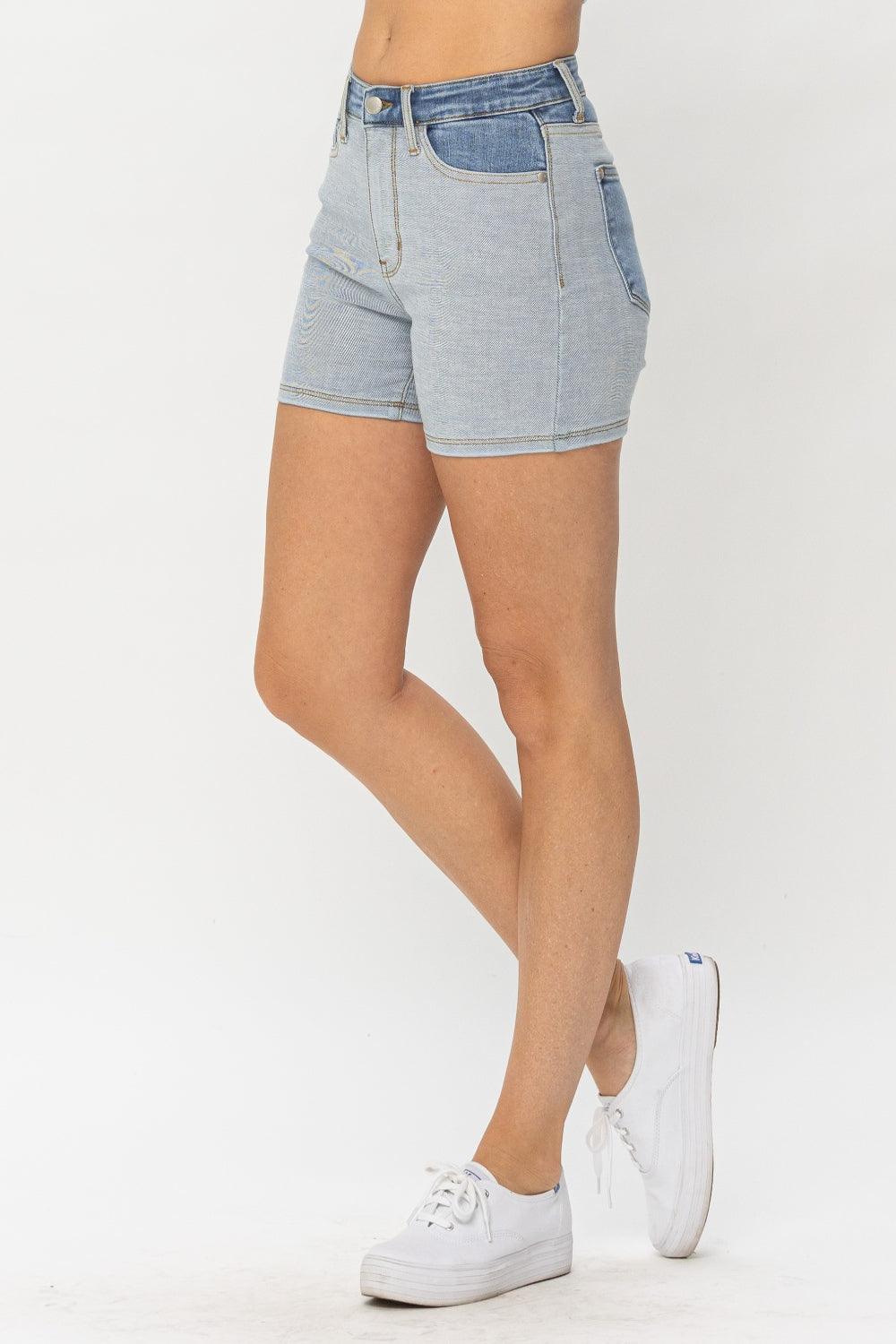 Judy Blue Full Size Color Block Denim Shorts Carauana Store