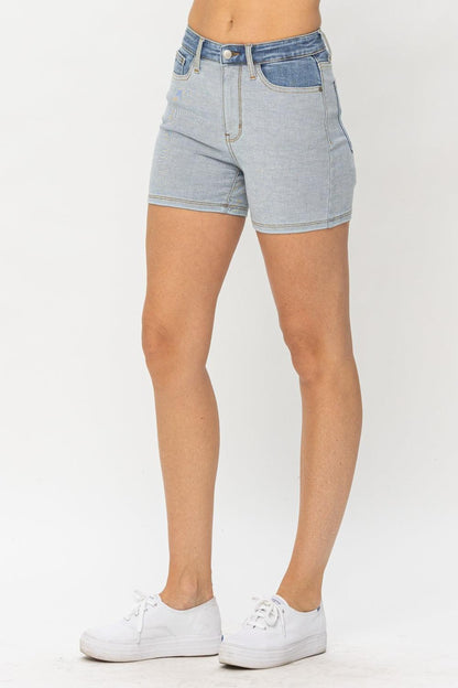 Judy Blue Full Size Color Block Denim Shorts Carauana Store
