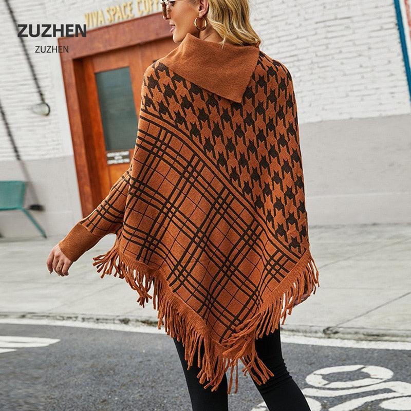 Knitted Shawl Women Warm Tassel Pullover Imitation Cashmere