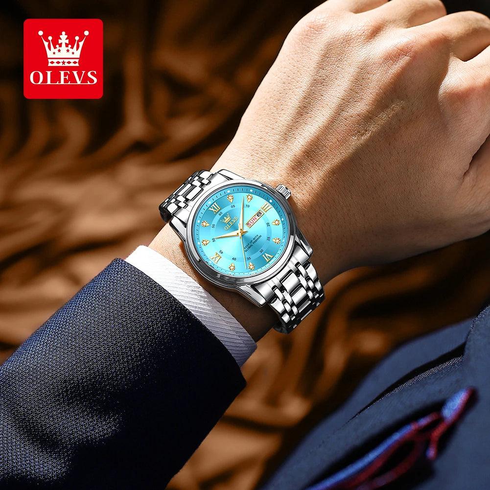 Luxury Top Brand OLEVS Quartz Watch for Men Stainless Steel Waterproof Watches Classic Business Men's Wristwatch (Exclusive New)