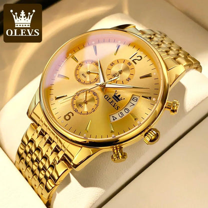 OLEVS Men's Watch Waterproof Luminous Wrist Watch Quartz Stainless Steel Watch for Men Pilot Top Brand Male Watches