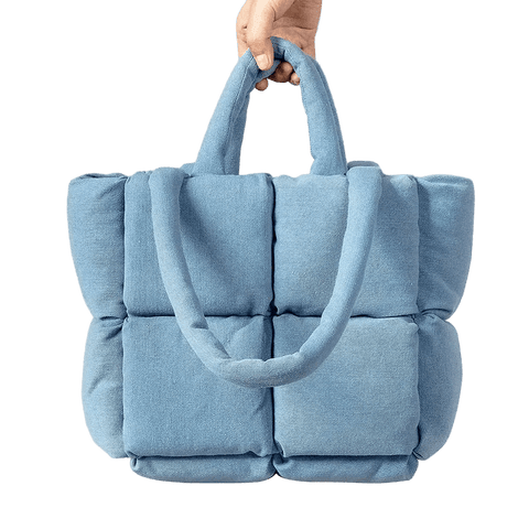 Sac cabas matelassé en denim à bandoulière 