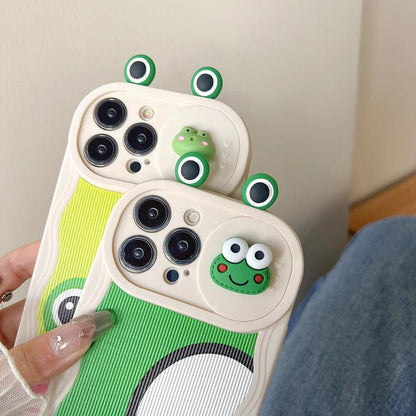 Phone Case for iPhone 15 14 13 12 11 Pro Max with Big Eyes and Big Face Frog Pattern