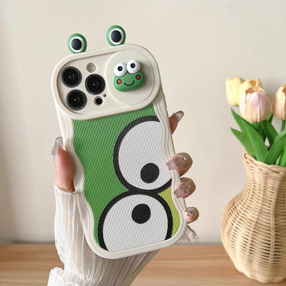 Phone Case for iPhone 15 14 13 12 11 Pro Max with Big Eyes and Big Face Frog Pattern