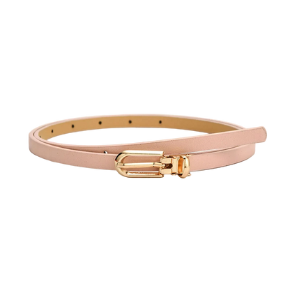 Pink belt with a gold buckle