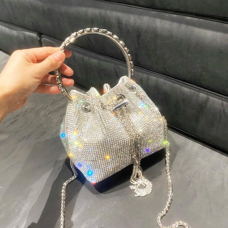 Luxury Designer Crystal Rhinestone Shoulder Bag - Evening Banquet Bag