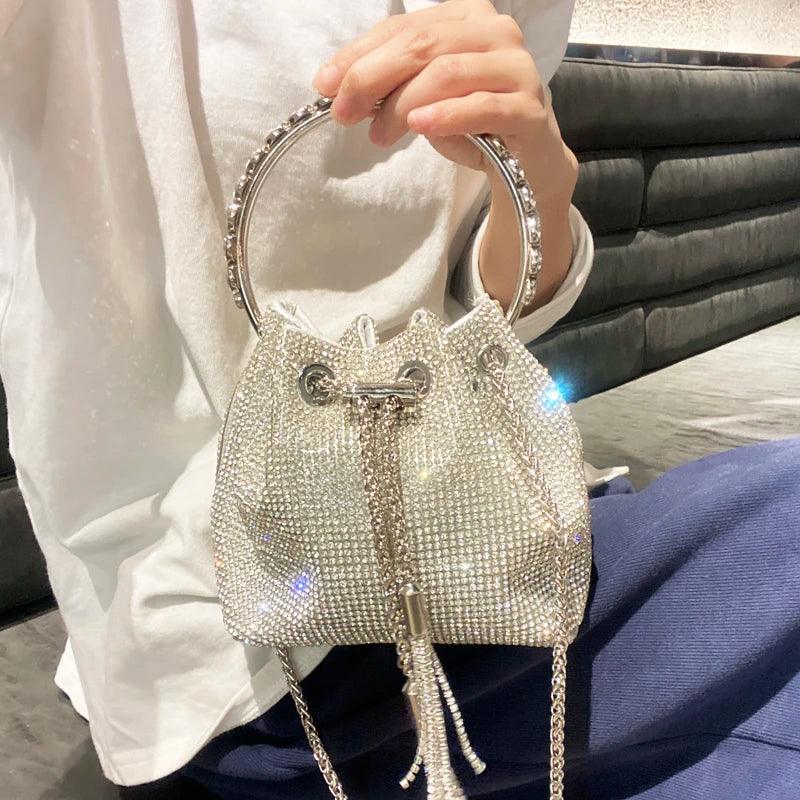 Luxury Designer Crystal Rhinestone Shoulder Bag - Evening Banquet Bag