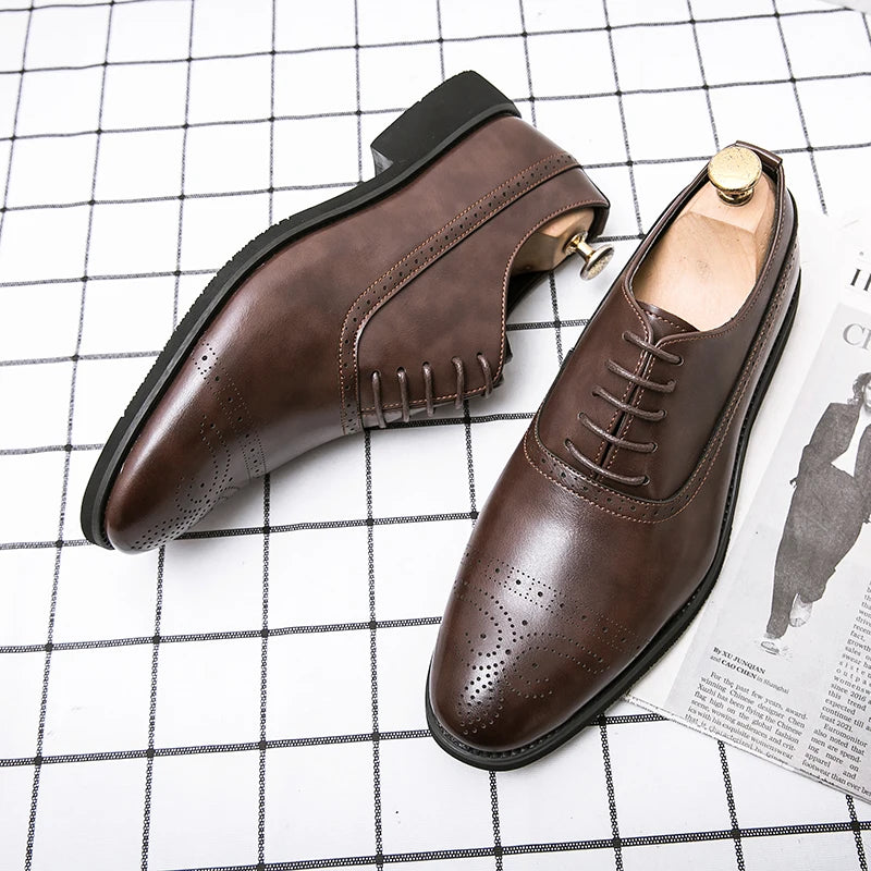Oxfords Shoes  Business for Men Brown Black - CaRaUaNa Fashion