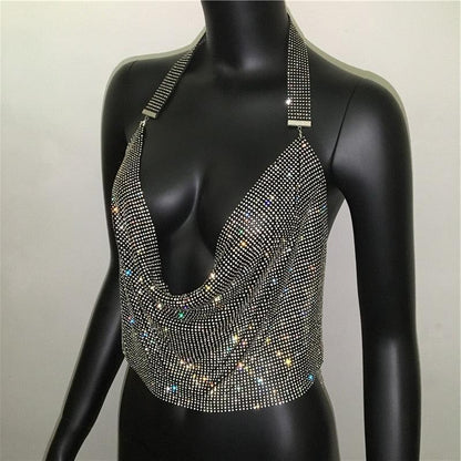 Sparkly Rhinestone Disco Party Tank Top