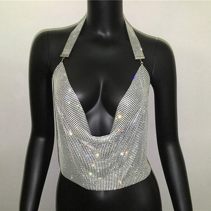 Sparkly Rhinestone Disco Party Tank Top