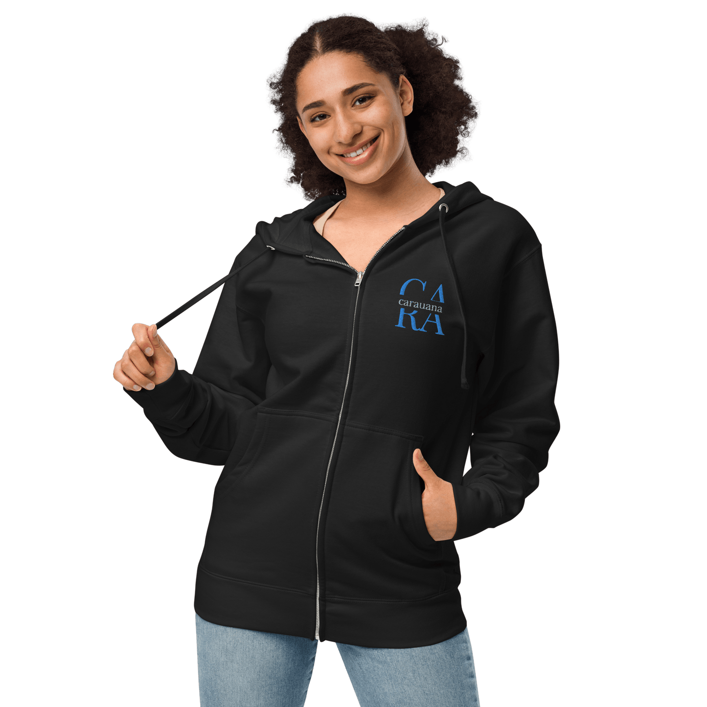 Unisex fleece zip up hoodie