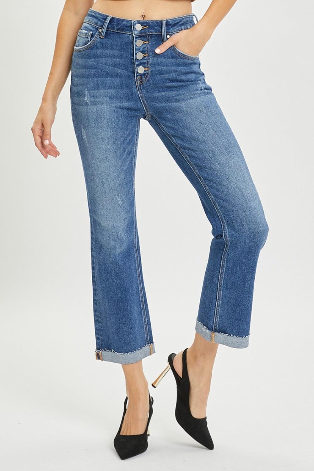 RISEN Full Size Button Fly Cropped Bootcut Jeans Carauana Store