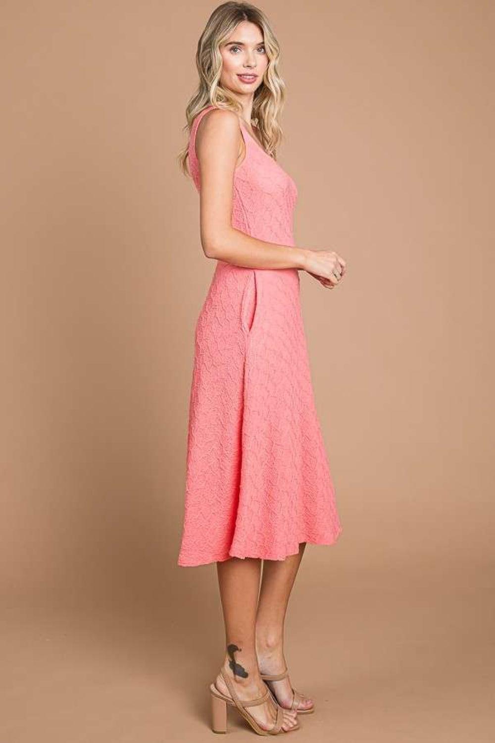 Culture Code Texture Square Neck Tank Dress with Pockets Carauana Store