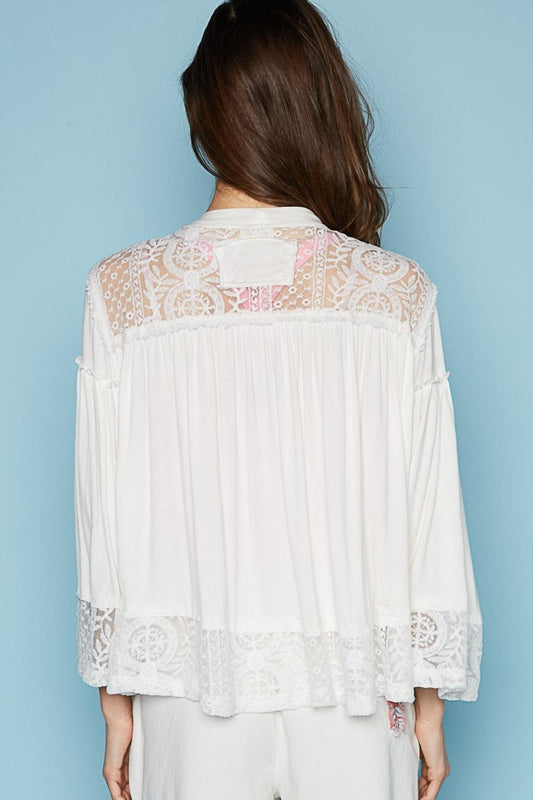 POL Open Front Lace Detail Cardigan Carauana Store