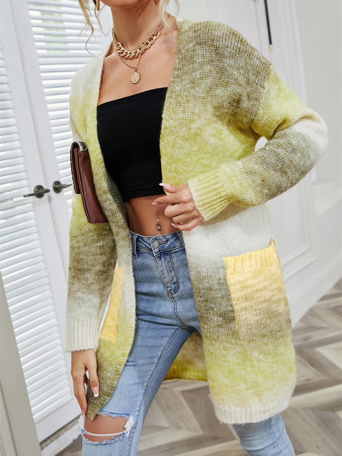 Angel Wings Full Size Pocketed Open Front Gradient Cardigan Carauana Store