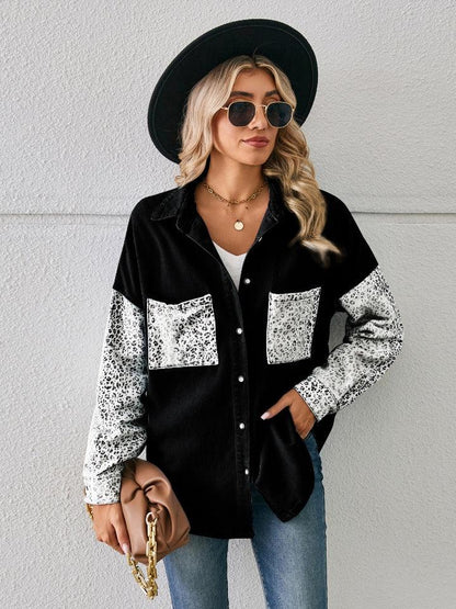 Leopard Button Up Denim Jacket Carauana Store