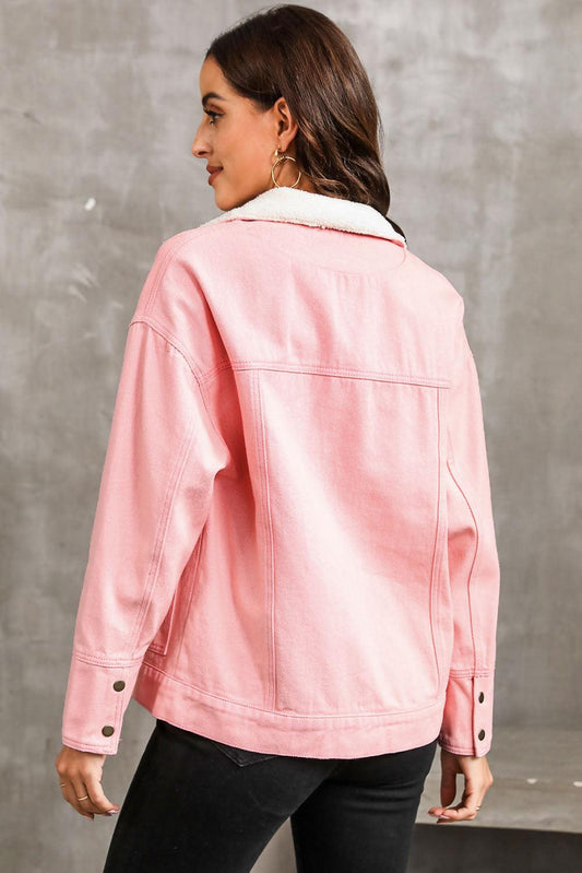 Snap Down Dropped Shoulder Denim Jacket Carauana Store