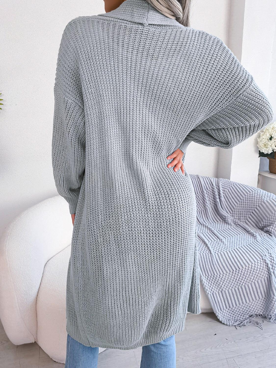 Open Front Dropped Shoulder Longline Cardigan Carauana Store