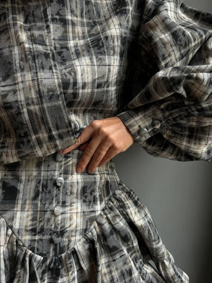 Lantern Sleeve Shirt and Ruffled Skirt Set Carauana Store