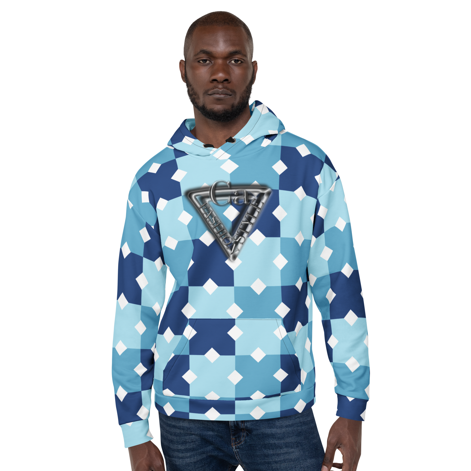 CaRaUaNa Unisex Hoodie Blue white Branded - CaRaUaNa Fashion